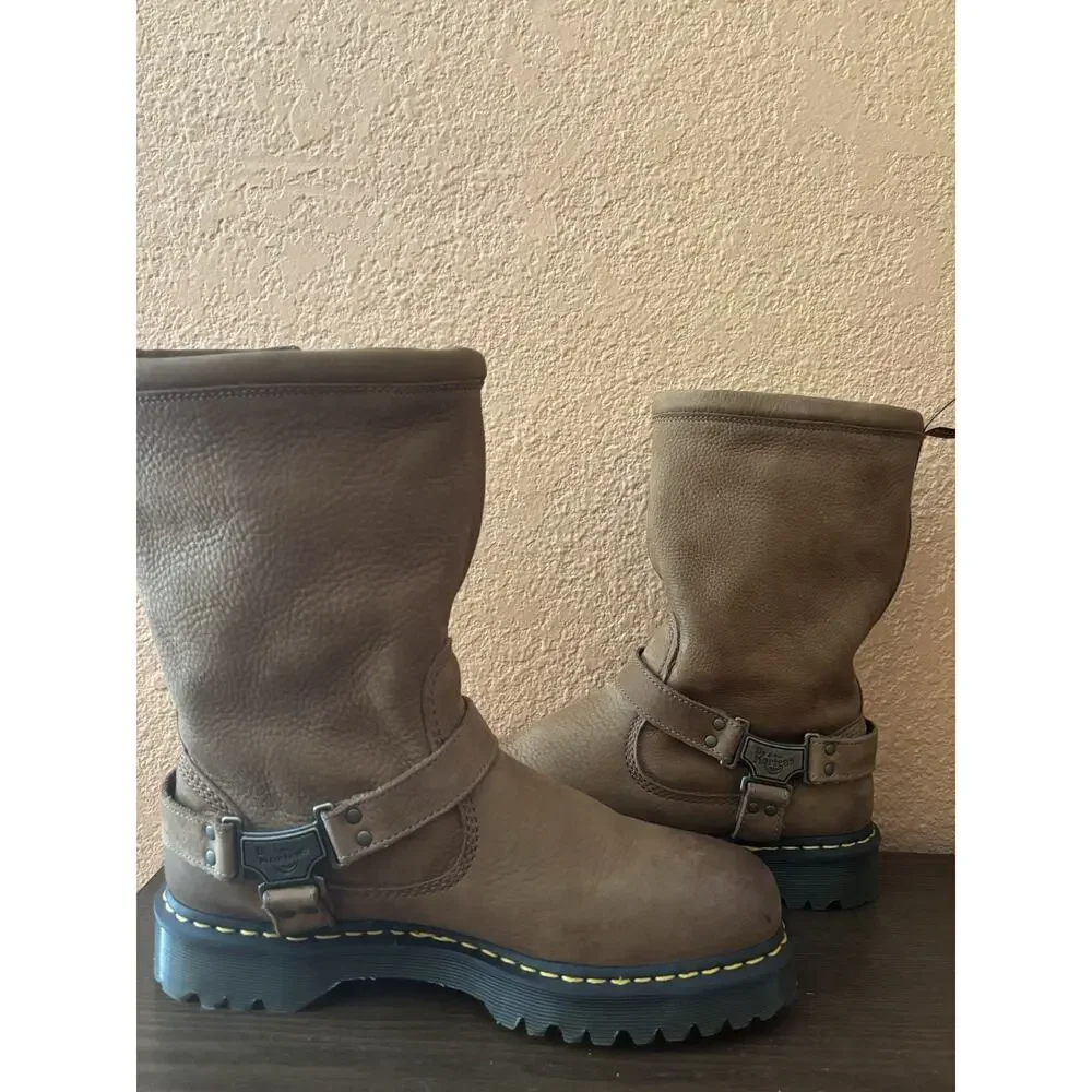 Dr. Marten Men’s Anistone Hi Tumbled Nubuck Buckle Biker Boots Men Size 12 New